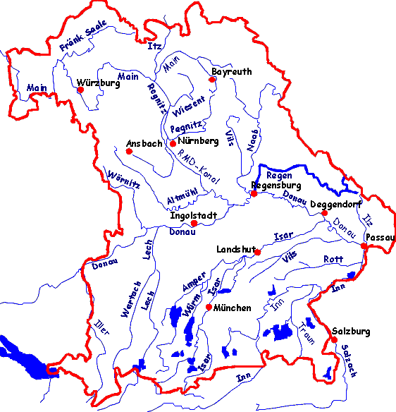 Flüsse bayern stumme karte Stumme Weltkarte
